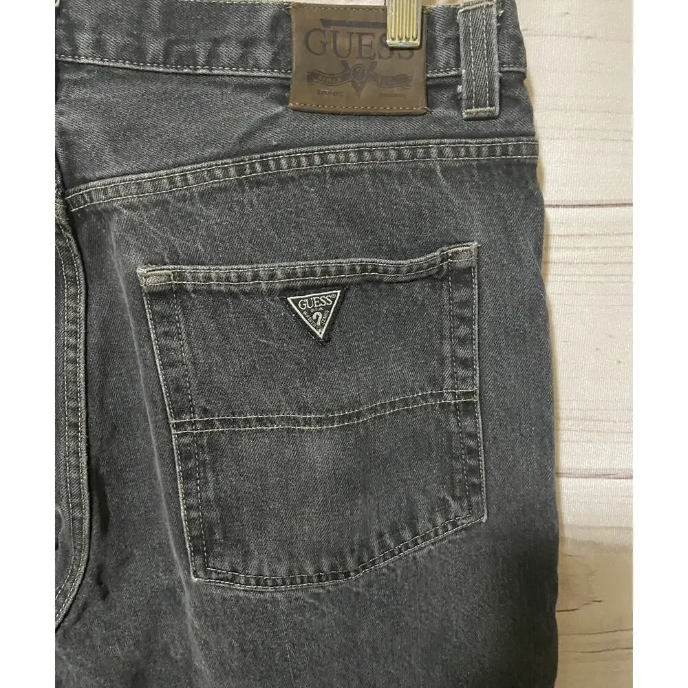 Guess Jeans Men’s Relaxed Fit 38/33‎ Black Denim 100% Cotton